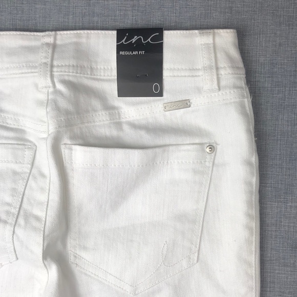 INC White Fringe Trim Cropped Jeans Size 0 & 2 - Picture 5 of 6